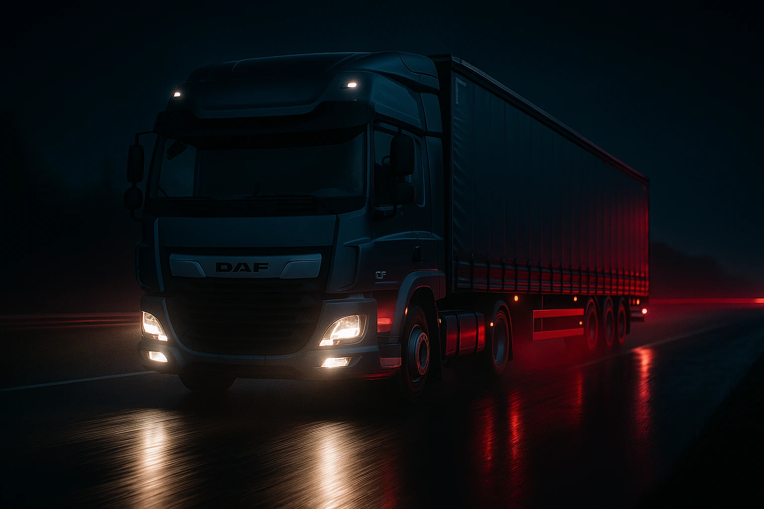 Euro 6 truck at night